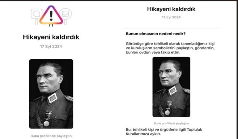 Atatürk fotoğrafına 'tehlikeli kişi' sansürü