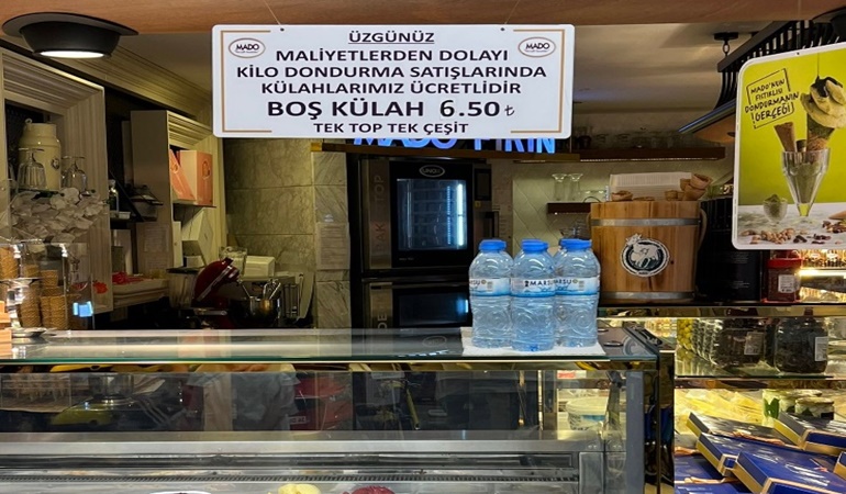 Boş dondurma külahı 6 buçuk liradan satılmaya başlandı